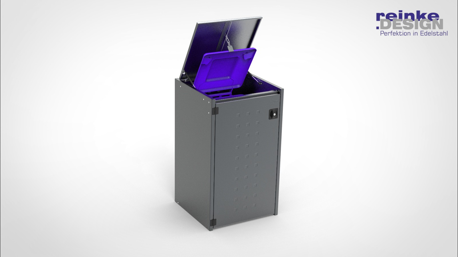 Müllbox Typ Boxxi Stahl verzinkt Anthrazit RAL-7016 mit Kipp-Deckel für 1x 120L – Bild 4