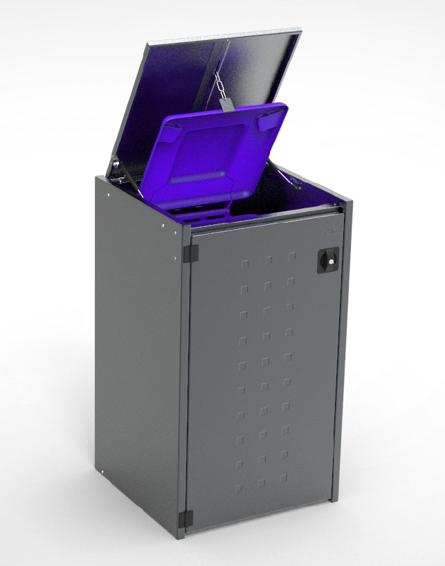 Müllbox Typ Boxxi Stahl verzinkt Anthrazit RAL-7016 mit Kipp-Deckel für 1x 240L – Bild 4