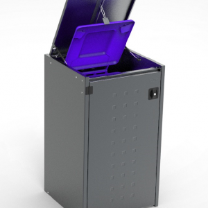 Müllbox Typ Boxxi Stahl verzinkt Anthrazit RAL-7016 mit Kipp-Deckel für 1x 120L
