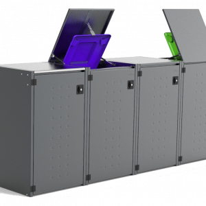 Müllbox Typ Boxxi Stahl verzinkt Anthrazit RAL-7016 mit Kipp-Deckel für 4x 120L