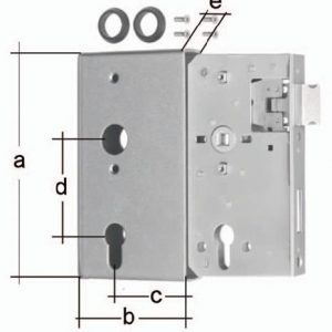 Schlosskasten DIN L/R Maß A172xB94xC60mm Maß E 30mm Dornm.60mm GAH