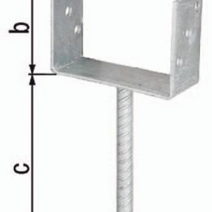 U-Pfostenträger ETA-10/0210 121x100x200x60mm TZN m.Betonanker a.Riffelstahl GAH