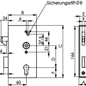 Schiebetorschlosskasten 140S DIN L/R Maß A50xB94xC173mm Dornm.60mm AMF