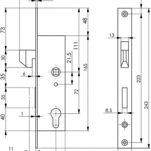 Rohrrahmen-Schiebetorschloss 8331 PZW 40mm AMF