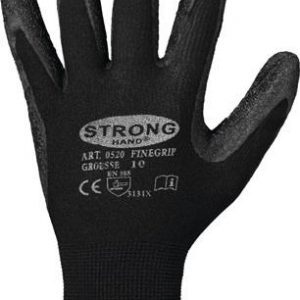Handschuhe Finegrip Gr.9 schwarz EN 388 PSA II Nyl.m.Schrumpf-Latex STRONGHAND - VPE: 12