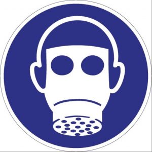 Folie Atemschutz benutzen D.200mm blau/weiß ASR A1.3 DIN EN ISO 7010